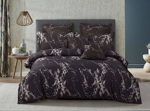 Darrahopens Home & Garden > Bedding Black Marble Super King Size Duvet Doona Quilt Cover Set