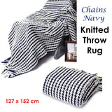 Darrahopens Home & Garden > Bedding Chains Navy Knitted Throw Rug