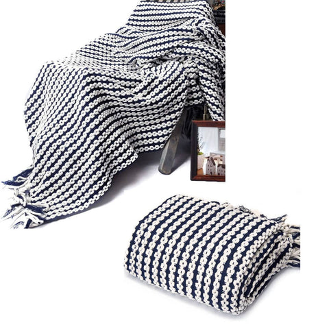 Darrahopens Home & Garden > Bedding Chains Navy Knitted Throw Rug
