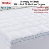 Darrahopens Home & Garden > Bedding Cloudland 750GSM Memory Resistant Microball Fill Mattress Topper Queen