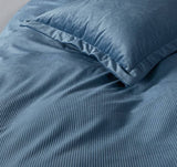 Darrahopens Home & Garden > Bedding Corduroy Velvet King Bed Quilt Cover Set-Ash Blue