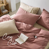 darrahopens Home & Garden > Bedding Cosy Club Quilt Cover Set Cotton Duvet King Red Beige