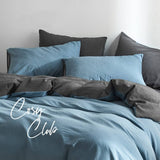 darrahopens Home & Garden > Bedding Cosy Club Quilt Cover Set Cotton Duvet Queen Blue Dark Blue