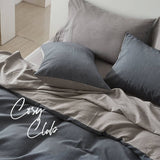 darrahopens Home & Garden > Bedding Cosy Club Quilt Cover Set Cotton Duvet Queen Blue Dark Grey