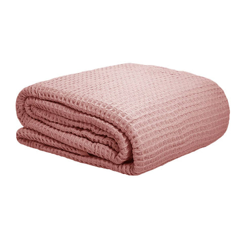 Darrahopens Home & Garden > Bedding Cotton Waffle Blanket Dusty Pink Queen