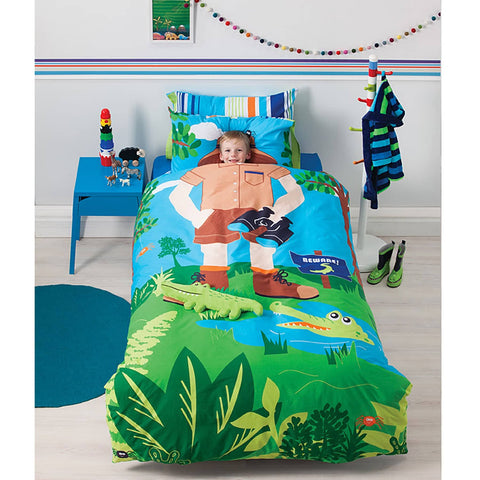 Darrahopens Home & Garden > Bedding Cubby House Reversible Croc Hunter Quilt Cover Set Single