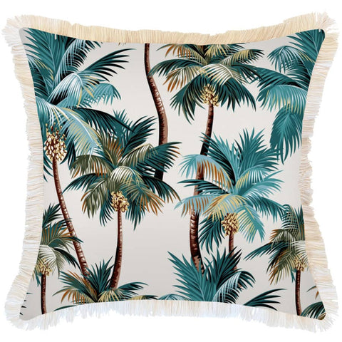 darrahopens Home & Garden > Bedding Cushion Cover-Coastal Fringe Natural-Palm Trees Natural-60cm x 60cm