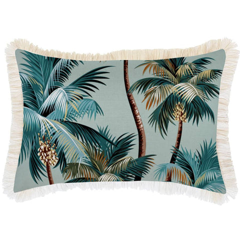 darrahopens Home & Garden > Bedding Cushion Cover-Coastal Fringe Natural-Palm Trees Seafoam-35cm x 50cm