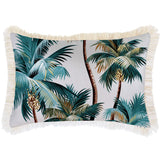 darrahopens Home & Garden > Bedding Cushion Cover-Coastal Fringe Natural-Palm Trees White-35cm x 50cm