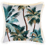 darrahopens Home & Garden > Bedding Cushion Cover-Coastal Fringe Natural-Palm Trees White-45cm x 45cm