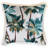 darrahopens Home & Garden > Bedding Cushion Cover-Coastal Fringe Natural-Palm Trees White-60cm x 60cm
