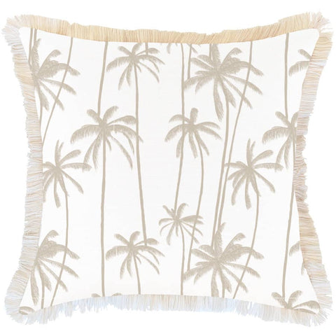 darrahopens Home & Garden > Bedding Cushion Cover-Coastal Fringe-Tall-Palms-Beige-60cm x 60cm