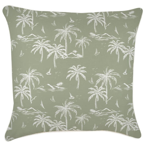 darrahopens Home & Garden > Bedding Cushion Cover-With Piping-Postcards Sage-60cm x 60cm