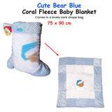 Darrahopens Home & Garden > Bedding Cute Bear Blue Coral Fleece Baby Blanket 75 x 90 cm