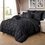Darrahopens Home & Garden > Bedding Diamond Pintuck Double Size Black Duvet Doona Quilt Cover Set