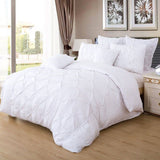 Darrahopens Home & Garden > Bedding Diamond Pintuck Double Size White Duvet Doona Quilt Cover Set