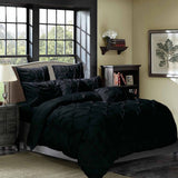 Darrahopens Home & Garden > Bedding Diamond Pintuck King Size Black Duvet Doona Quilt Cover Set