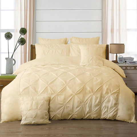 Darrahopens Home & Garden > Bedding Diamond Pintuck King Size Quilt/Doona/Duvet Cover Set - Beige