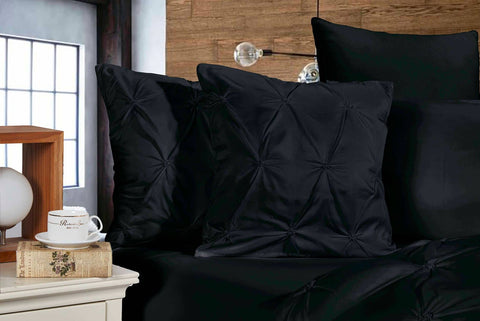 Darrahopens Home & Garden > Bedding Diamond Pintuck Premium Ultra Soft Cushion Covers 2-Pack - Black