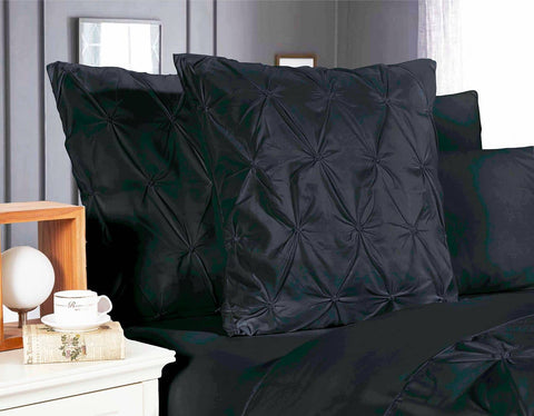 Darrahopens Home & Garden > Bedding Diamond Pintuck Premium Ultra Soft European Pillowcases 2-Pack - Black