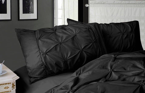 Darrahopens Home & Garden > Bedding Diamond Pintuck Premium Ultra Soft King size Pillowcases 2-Pack - Black