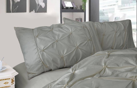 Darrahopens Home & Garden > Bedding Diamond Pintuck Premium Ultra Soft King size Pillowcases 2-Pack - Grey