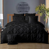 Darrahopens Home & Garden > Bedding Diamond Pintuck Queen Size Black Duvet Doona Quilt Cover Set