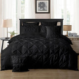 Darrahopens Home & Garden > Bedding Diamond Pintuck Queen Size Black Duvet Doona Quilt Cover Set