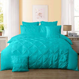 Darrahopens Home & Garden > Bedding Diamond Pintuck Queen Size Quilt/Doona/Duvet Cover Set - Teal