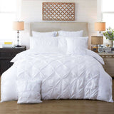 Darrahopens Home & Garden > Bedding Diamond Pintuck Queen Size White Duvet Doona Quilt Cover Set