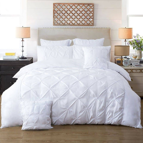 Darrahopens Home & Garden > Bedding Diamond Pintuck Super King Size White Duvet Doona Quilt Cover Set