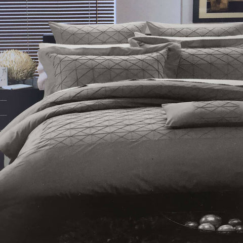 Darrahopens Home & Garden > Bedding Geometric Tuck Linen Polyester Cotton Quilt Cover Set Queen