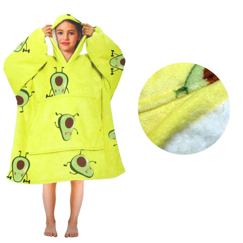 Darrahopens Home & Garden > Bedding Girls Comfy Warm Blanket Hoodie with Sherpa Fleece Reverse Avocado