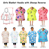 Darrahopens Home & Garden > Bedding Girls Comfy Warm Blanket Hoodie with Sherpa Fleece Reverse Love Hearts