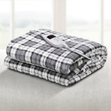 darrahopens Home & Garden > Bedding Giselle Bedding Electric Throw Rug Flannel Snuggle Blanket Washable Heated Grey and White Checkered