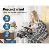 darrahopens Home & Garden > Bedding Giselle Bedding Electric Throw Rug Flannel Snuggle Blanket Washable Heated Grey and White Checkered