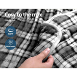 darrahopens Home & Garden > Bedding Giselle Bedding Electric Throw Rug Flannel Snuggle Blanket Washable Heated Grey and White Checkered