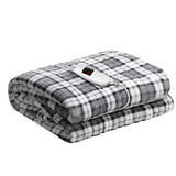 darrahopens Home & Garden > Bedding Giselle Bedding Electric Throw Rug Flannel Snuggle Blanket Washable Heated Grey and White Checkered