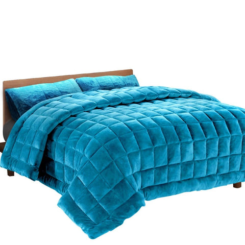 darrahopens Home & Garden > Bedding Giselle Bedding Faux Mink Quilt King Size Teal
