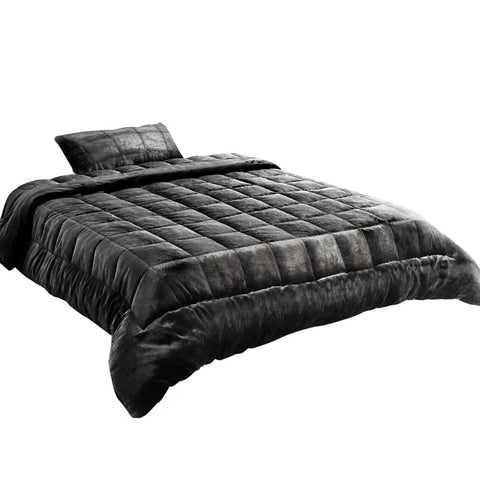 darrahopens Home & Garden > Bedding Giselle Bedding Faux Mink Quilt Single Size Charcoal