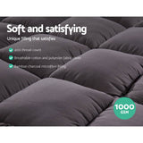 darrahopens Home & Garden > Bedding Giselle Double Mattress Topper Pillowtop 1000GSM Charcoal Microfibre Bamboo Fibre Filling Protector