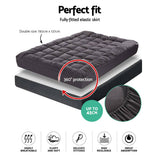 darrahopens Home & Garden > Bedding Giselle Double Mattress Topper Pillowtop 1000GSM Charcoal Microfibre Bamboo Fibre Filling Protector