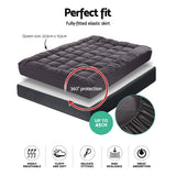 darrahopens Home & Garden > Bedding Giselle Queen Mattress Topper Pillowtop 1000GSM Charcoal Microfibre Bamboo Fibre Filling Protector