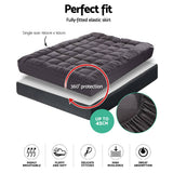 darrahopens Home & Garden > Bedding Giselle Single Mattress Topper Pillowtop 1000GSM Charcoal Microfibre Bamboo Fibre Filling Protector