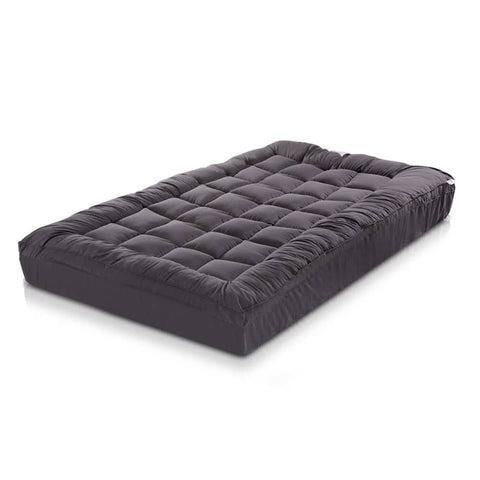 darrahopens Home & Garden > Bedding Giselle Single Mattress Topper Pillowtop 1000GSM Charcoal Microfibre Bamboo Fibre Filling Protector