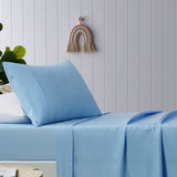 Darrahopens Home & Garden > Bedding Happy Kids Blue Plain Dyed Microfibre Sheet Set Double