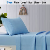 Darrahopens Home & Garden > Bedding Happy Kids Blue Plain Dyed Microfibre Sheet Set King Single