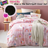 Darrahopens Home & Garden > Bedding Happy Kids Dream Big Glow in the Dark Quilt Cover Set Double