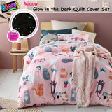 Darrahopens Home & Garden > Bedding Happy Kids Miaow Glow in the Dark Quilt Cover Set Single