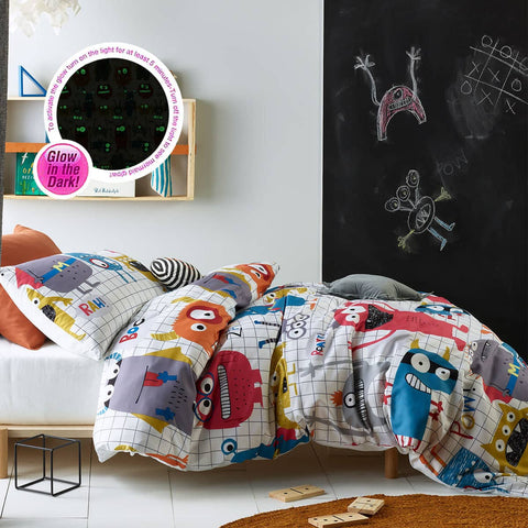 Darrahopens Home & Garden > Bedding Happy Kids Monster Squad Glow in the Dark Quilt Cover Set Single